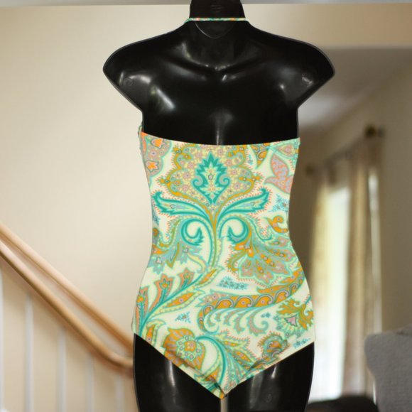 J. CREW Paisley Swimsuit Size 4 - Picture 2 of 5